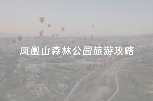 凤凰山森林公园旅游攻略（凤凰山森林公园旅游攻略一日游）