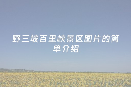 野三坡百里峡景区图片的简单介绍