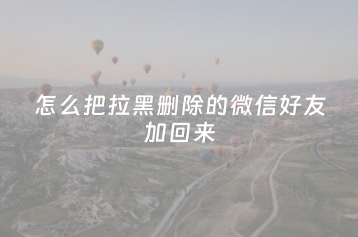 怎么把拉黑删除的微信好友加回来（怎么把拉黑删除的微信好友加回来不显示）