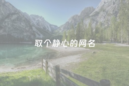 取个静心的网名（取个静心的网名两字）