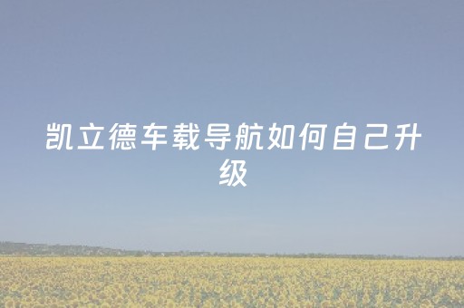 凯立德车载导航如何自己升级（凯立德导航免费升级教程）