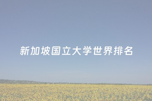 新加坡国立大学世界排名（大学世界排名）