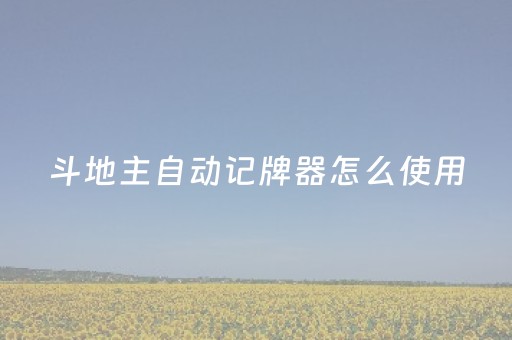 斗地主自动记牌器怎么使用（斗地主记牌器哪里弄）