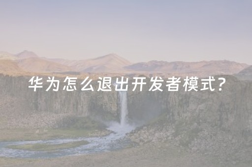 华为怎么退出开发者模式?（华为怎么退出开发者模式emui）