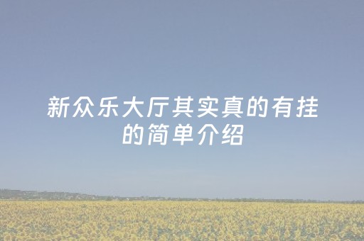 新众乐大厅其实真的有挂的简单介绍