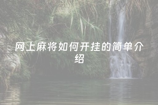 网上麻将如何开挂的简单介绍