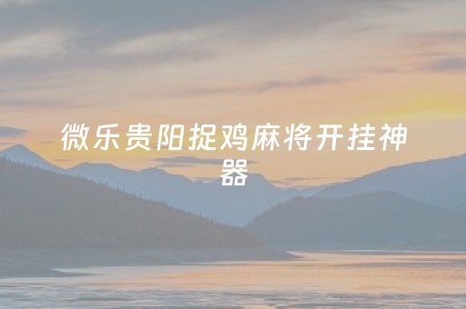 微乐贵阳捉鸡麻将开挂神器（手机微乐贵阳捉鸡麻将开挂神器）