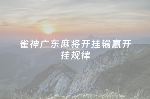 雀神广东麻将开挂输赢开挂规律（雀神广东麻将如何开挂）