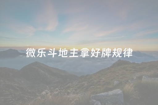 微乐斗地主拿好牌规律（微乐斗地主怎么样能赢）