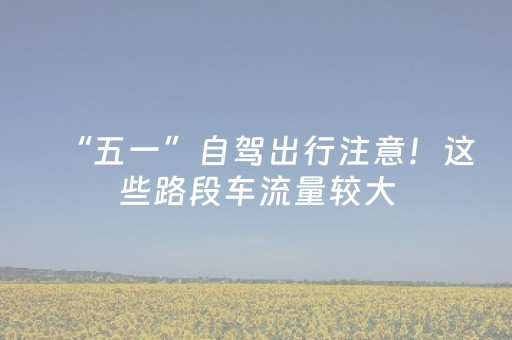 “五一”自驾出行注意！这些路段车流量较大