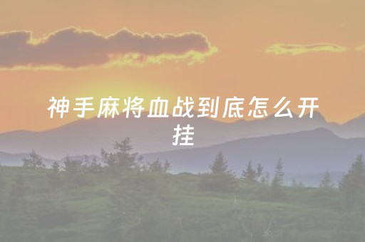 神手麻将血战到底怎么开挂（血战麻将万能开挂神器）