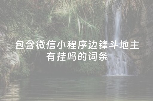 包含微信小程序边锋斗地主有挂吗的词条