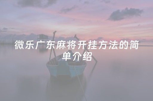 微乐广东麻将开挂方法的简单介绍