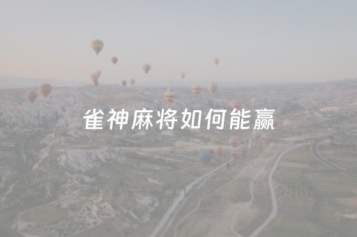 雀神麻将如何能赢（雀神麻将有什么技巧吗）