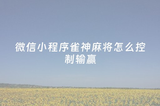 微信小程序雀神麻将怎么控制输赢（小程序雀神麻将技巧）