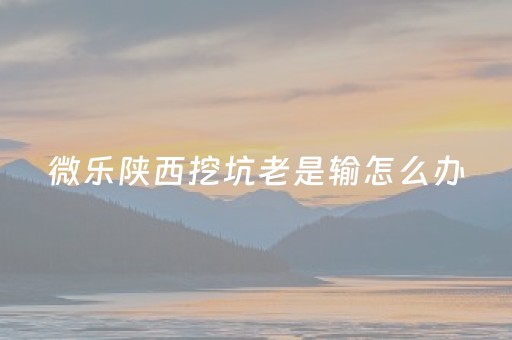 微乐陕西挖坑老是输怎么办（微乐陕西挖坑有挂吗）