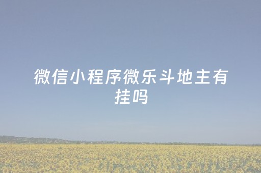 微信小程序微乐斗地主有挂吗（微信里微乐斗地主有挂吗）