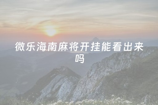 微乐海南麻将开挂能看出来吗（微乐麻将开挂教程）