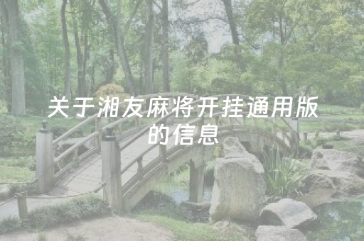 关于湘友麻将开挂通用版的信息