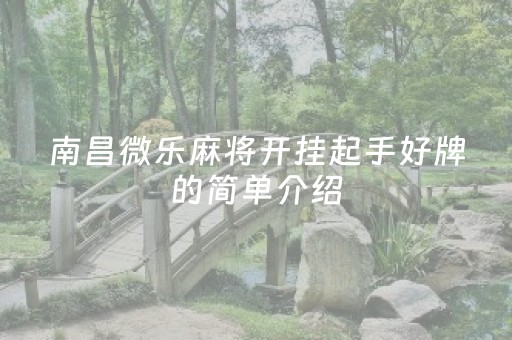 南昌微乐麻将开挂起手好牌的简单介绍