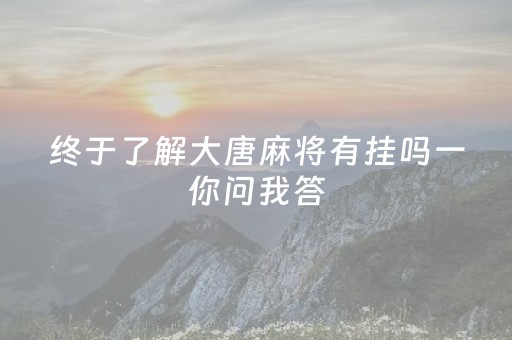 终于了解大唐麻将有挂吗一你问我答（终于找到大唐麻将有挂吗）