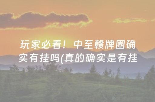 玩家必看！中至赣牌圈确实有挂吗(真的确实是有挂)