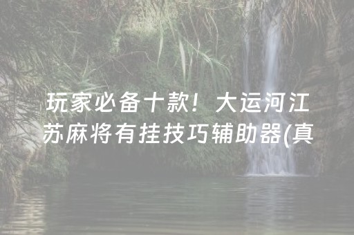 玩家必备十款！大运河江苏麻将有挂技巧辅助器(真的有挂)