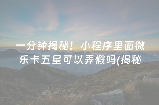 一分钟揭秘！小程序里面微乐卡五星可以弄假吗(揭秘小程序专用神器)