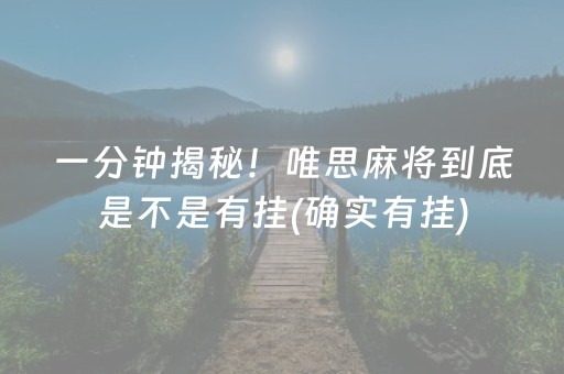 一分钟揭秘！唯思麻将到底是不是有挂(确实有挂)