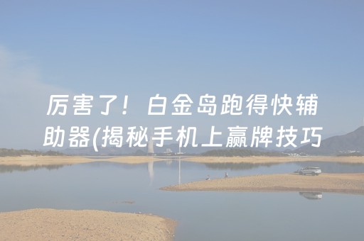 厉害了！白金岛跑得快辅助器(揭秘手机上赢牌技巧)