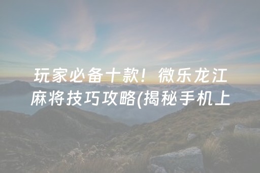 玩家必备十款！微乐龙江麻将技巧攻略(揭秘手机上自建房怎么赢)