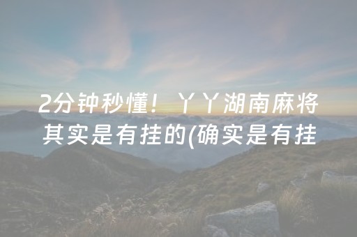 2分钟秒懂！丫丫湖南麻将其实是有挂的(确实是有挂)