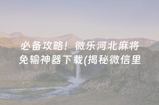 必备攻略！微乐河北麻将免输神器下载(揭秘微信里助赢神器购买)