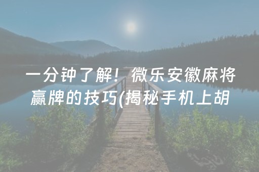 一分钟了解！微乐安徽麻将赢牌的技巧(揭秘手机上胡牌神器)