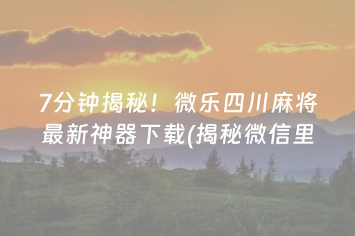 7分钟揭秘！微乐四川麻将最新神器下载(揭秘微信里插件购买)