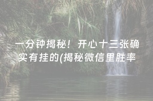 一分钟揭秘！开心十三张确实有挂的(揭秘微信里胜率到哪调)