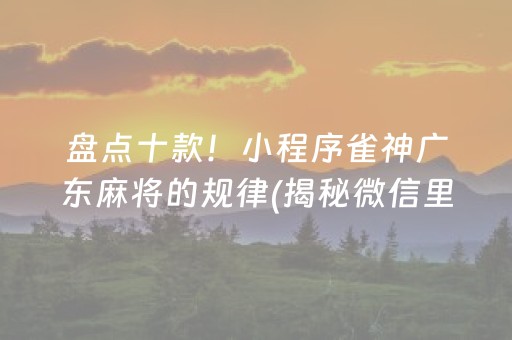 盘点十款！小程序雀神广东麻将的规律(揭秘微信里赢的秘诀)