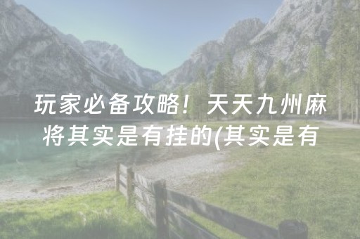 玩家必备攻略！天天九州麻将其实是有挂的(其实是有挂的)