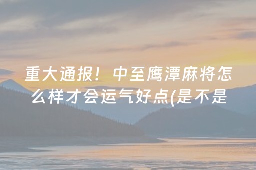 重大通报！中至鹰潭麻将怎么样才会运气好点(是不是有挂)