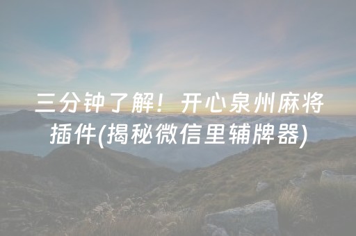 三分钟了解！开心泉州麻将插件(揭秘微信里辅牌器)