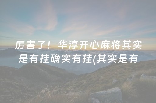 厉害了！华淳开心麻将其实是有挂确实有挂(其实是有挂确实有挂)