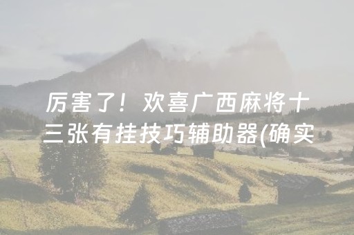 厉害了！欢喜广西麻将十三张有挂技巧辅助器(确实有挂吗)