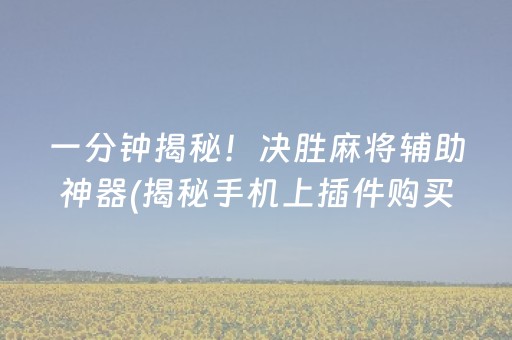 一分钟揭秘！决胜麻将辅助神器(揭秘手机上插件购买)