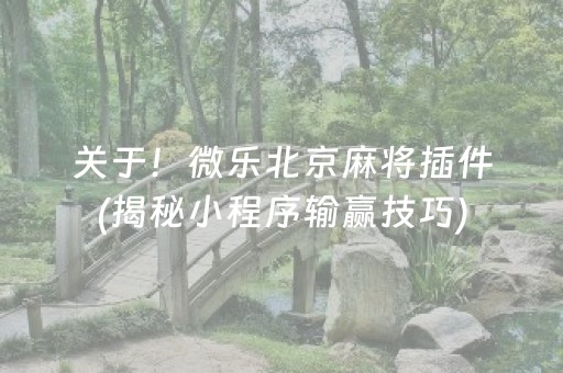 关于！微乐北京麻将插件(揭秘小程序输赢技巧)
