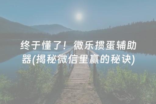 终于懂了！微乐掼蛋辅助器(揭秘微信里赢的秘诀)