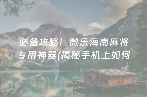 必备攻略！微乐海南麻将专用神器(揭秘手机上如何让牌变好)
