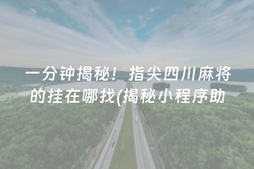 一分钟揭秘！指尖四川麻将的挂在哪找(揭秘小程序助赢软件)