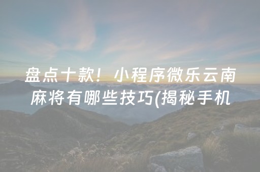 盘点十款！小程序微乐云南麻将有哪些技巧(揭秘手机上攻略插件)