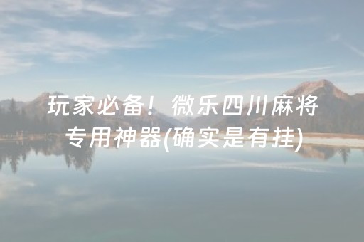 玩家必备！微乐四川麻将专用神器(确实是有挂)