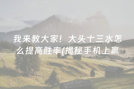 我来教大家！大头十三水怎么提高胜率(揭秘手机上赢的诀窍)